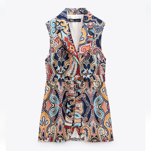 Zara belted bohemian print vest - Picture 4 of 5
